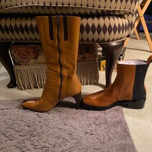 Tall Boot Donald Pliner Carmel with Dark brown leather strip